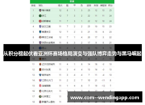 从积分榜起伏看亚洲杯赛场格局演变与强队博弈走势与黑马崛起